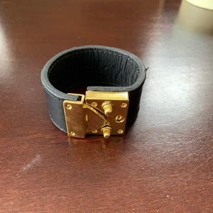 CC Skye Black Leather Cuff Bracelet